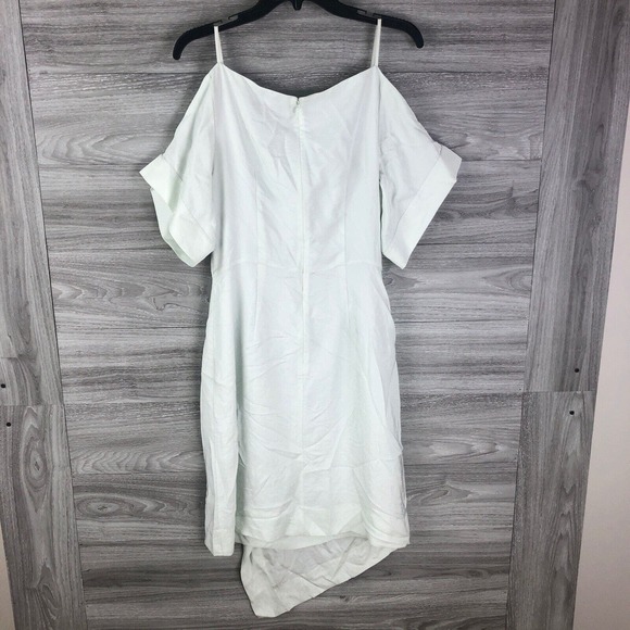 GREY JASON WU Short Dress In Light Green Size 4 $490 Deep Neckline Twill Draped - Picture 9 of 11